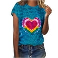 thumbnail image 2 of Rezuofi 2 Pcs Women's Juniors Heart Tie Dye Short Sleeve T Shirt Plus Size Summer Tops Casual Loose Rainbow Tees Hip Hop Shirts, 2 of 5