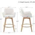 thumbnail image 2 of 26'' Swivel Bar Stools Set of 2, Counter Height Bar Chairs with Curved Back, Upholstered Sherpa Counter Stool with Wood Legs for Kitchen Island, White, 2 of 9