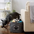 thumbnail image 5 of Design Imports CAMZ12489 12 x 15 x 15 Po. Bac pour Animaux Rond en Polyester Sec Os - Rayé avec Patch Patte, Noir - Rond Moyen, 5 of 5