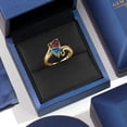 thumbnail image 4 of Gem Stone King 10K Yellow Gold Diamond Accent Ring Heart Shape Red Garnet and Vivid Persian Blue Moissanite (1.83 Cttw, Size 8), 4 of 6