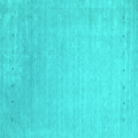 Ahgly Company Machine Washable Indoor Square Abstract Turquoise Blue Contemporary Area Rugs, 8' Square