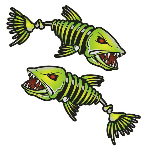 7299 2 Pieces Fish Mouth Stickers Skeleton Fish Stickers Fishing