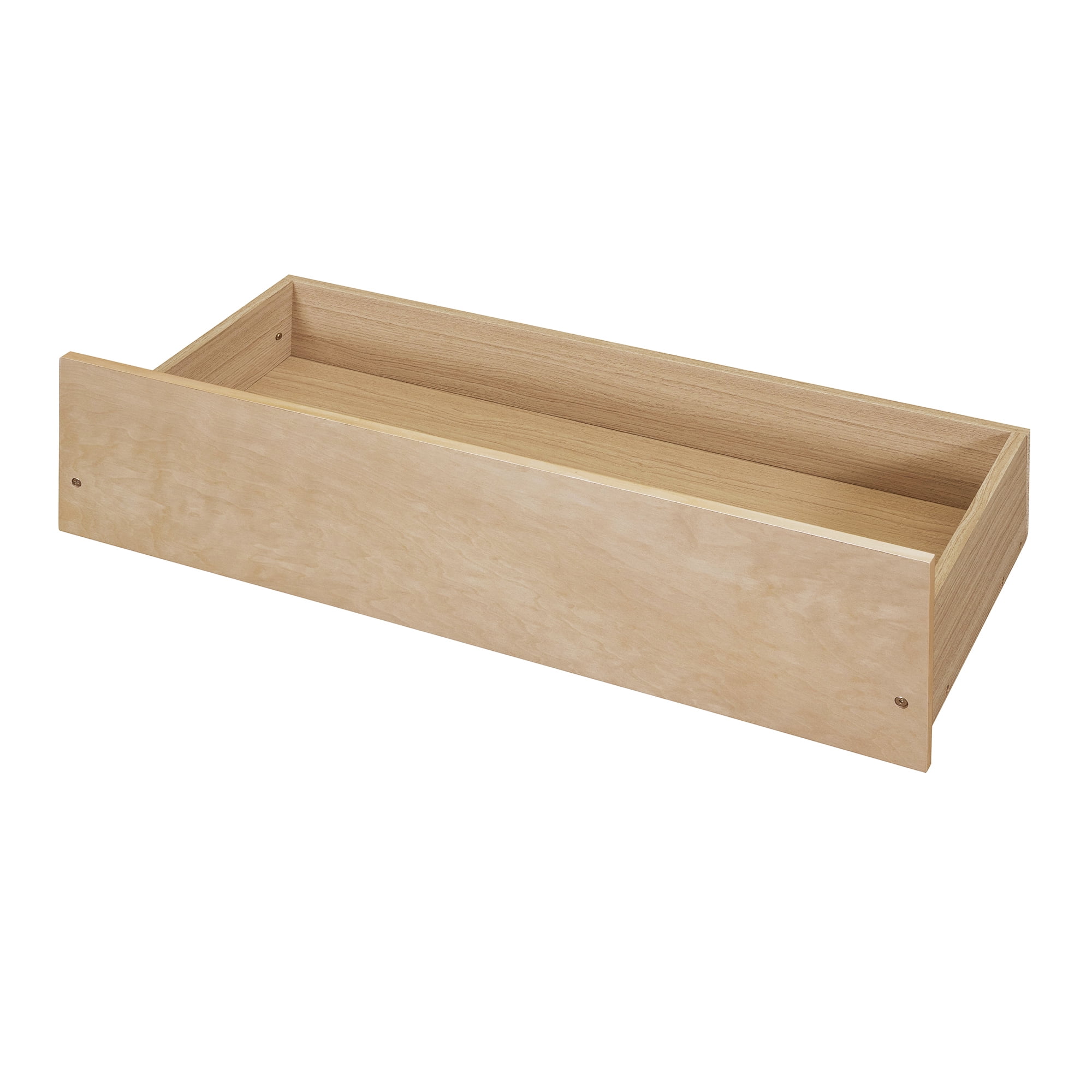 Holaki Twin Size Wood Bed with Guardrails and 2 Storage Drawers for Kids, Natural
