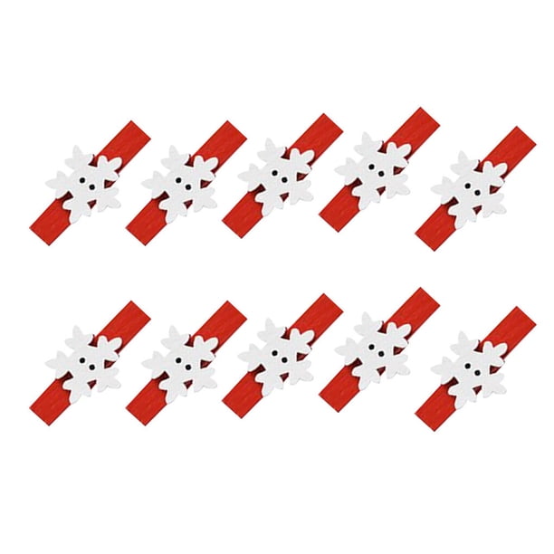 Wosthever 10 Uds. De Clips de para Navidad, adornos navideños DIY, decoración de fiesta de año nuevo, Clip de pared de fotos, Kits de decoración para fiestas Pinza roja+flor blanca