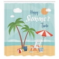 thumbnail image 2 of Ambesonne Tropical Shower Curtain, Saying and Beach Scenery, 69"Wx84"L, Pale Seafoam and Pastel Brown, 2 of 4