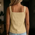 thumbnail image 6 of SwiftWear Women's Square Neck Wide Strap Tank Top Comfy Cotton Linen Blend Summer Casual Sleeveless Top with Button Front Detail, 6 of 7