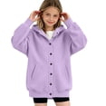 thumbnail image 3 of fatyb Hoodies for Boys Girls Long Sleeve Button down Sweatshirt Kids Plain Hooded Jacket with Pockets, 3 of 7