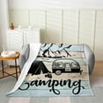 thumbnail image 2 of Camping Blanket for Kids Teens Adult,Happy Camping Throw Blanket,Rustic Farmhouse Fleece Blanket,Vintage Wooden RV Flannel Blanket Farmhouse Living Room Decor,Baby 30x40, 2 of 5