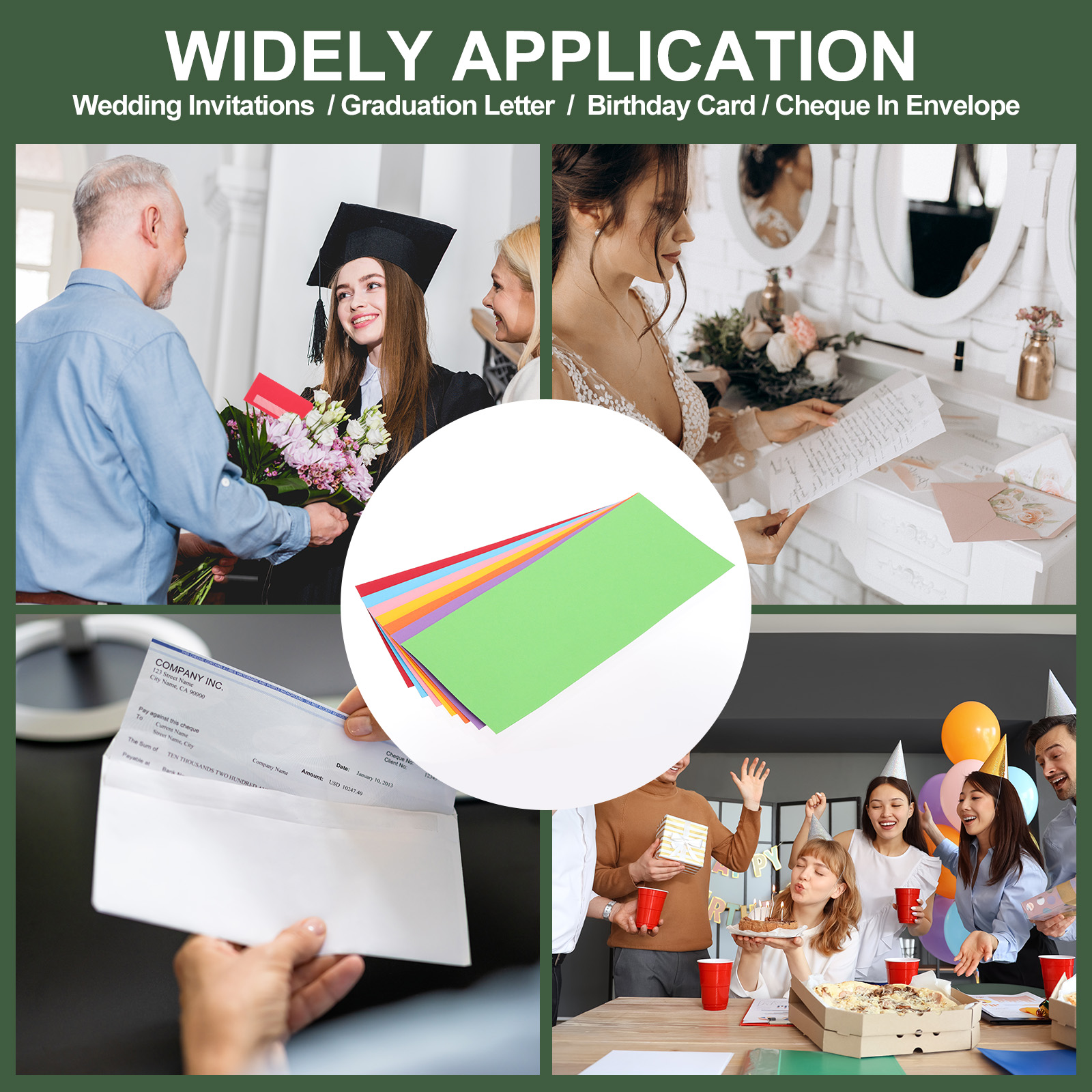 Uxcell 100 Pcs #10 Business Envelopes, Self Adhesive Security Envelopes, Great for Documents (Deep Green)