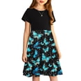 thumbnail image 3 of LOVZFMLL Robe Mignonne à Manches Courtes pour Tout-Petits Enfants Imprimé Épissure Extensible Robe Trapèze, 3 of 4