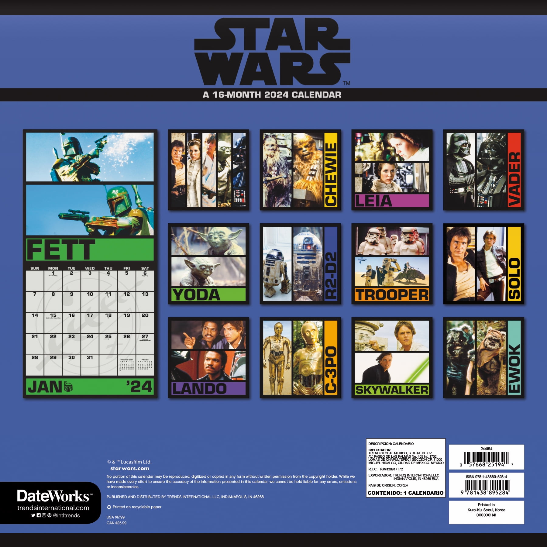 Anime - 2024 wall calendar, Star Wars Calendario da parete