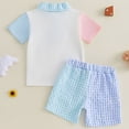 thumbnail image 5 of Toddler Boy Summer Outfit for 2-3 Years Children's Summer Cartoon Dinosaur Print Short Sleeved Elastic Shorts Two Piece Set Boys' Casual T Shirt Set,A111-Light Pink, 5 of 7