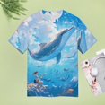 thumbnail image 4 of Ocean Dream Dolphin Womens Tops Women's Fashion Casual Short Sleeve Flower Print Round Neck Pullover Top Blouse, 4 of 7