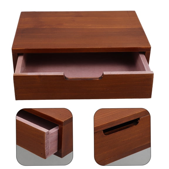 LOLIPPYY Brown Wood Desktop Drawer Organizer for Office Storage, 1 Set, Compact and Design