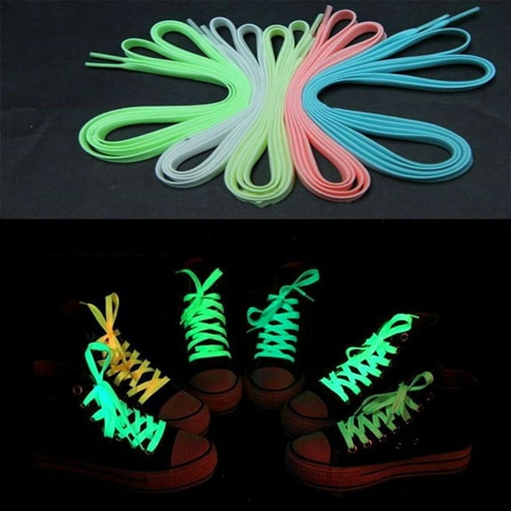 Limei 1 Pair Sport Shoes Lace Polyester Neon Color Luminous Fluorescent Shoelaces