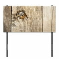 thumbnail image 3 of Safari Headboard, Siberian Tiger Eye Looking Through Wooden Peep Hole in Spy Predator Big Cat Wild Print, Upholstered Decorative Metal Bed Headboard with Memory Foam, Twin Size, Tan, by Ambesonne, 3 of 4