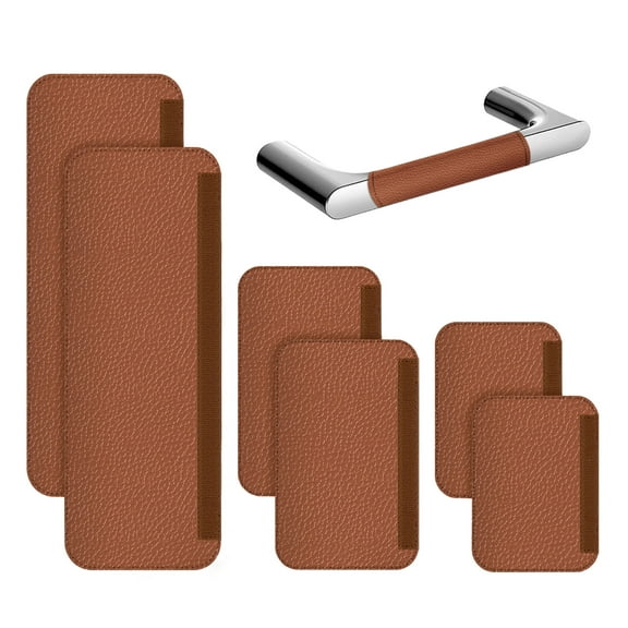 Refrigerator Handle Covers 3 Sets of 6, Adjustable Non Slip Fridge Door Handle Cover Protector, Appliance Handle Covers for Microwave Dishwasher Cabinet Accessories (Brown)
