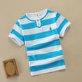 thumbnail image 2 of Light Royal Blue Boy Girl Short Sleeve Shirts for Children Boy Girl Summer Fall Collared Henley Turtle Neck Graphic Sport Athletic Brunch Running Striped Tops Shirt Blouse Child 2025 9 Years, 2 of 3