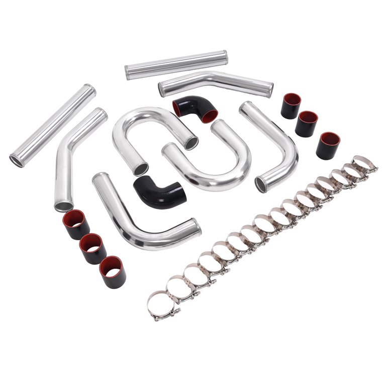 12 pcs 3 Universal Black Intercooler Piping + Silicone Coupler + Clamp