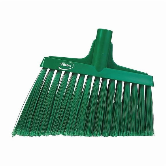 Vikan 9 in Sweep Face Angle Broom, Soft, Synthetic, Green 29162