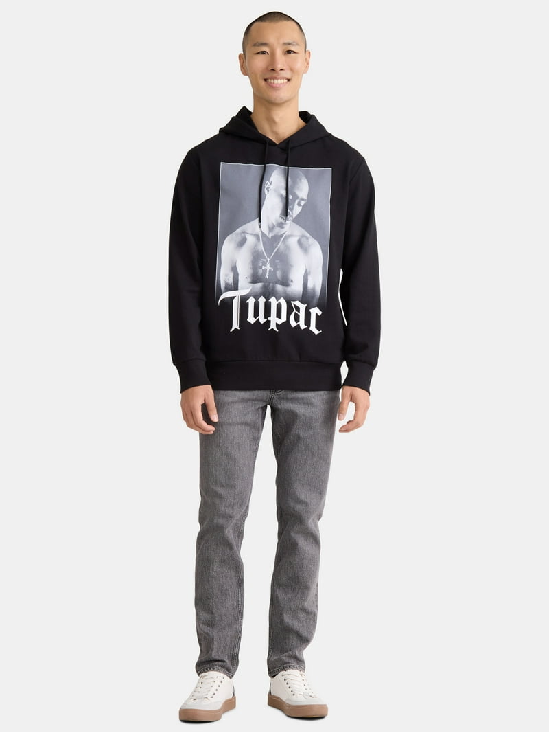 Tupac Old English Men's & Big Men's Graphic Hooded Sweatshirt with