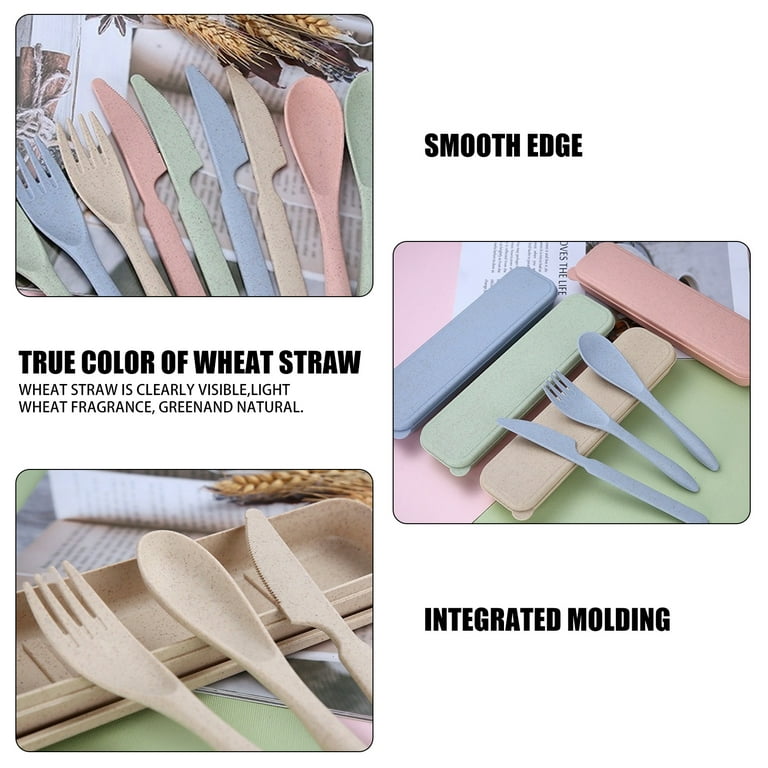 4 Pcs Travel Utensils with Case - Wheat Straw Dinnerware Sets Reusable  Utensils Set with Case Cutlery Set - Portable Forks and Spoons Silverware  Set Lunch Box Accessories for Camping - Yahoo Shopping