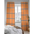 thumbnail image 3 of Orange Blue Stripes Check Sheer Curtains 2 Panels Set Simple Style Lines Abstract Art Lihgt Filtering Rod Pocket Voile Drape, Semi Sheer Window Curtains for Bedroom Living Room, 52"x84", 3 of 5