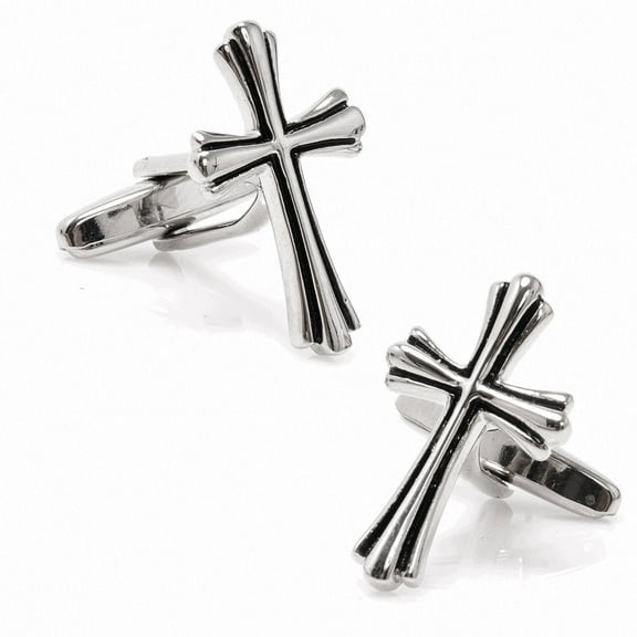 Men’s Silver Cross Cufflinks – Religious Christian Gift – Elegant Faith-Based Accessories – Father’s Day Gift Idea