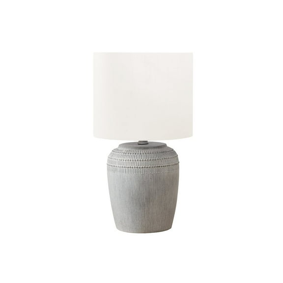 Lighting - 17"H Table Lamp - Grey Ceramic - Ivory Shade