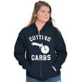 thumbnail image 3 of Cutting Carbs Pizza Cutter Foodie Unisex Fleece Graphic Zip Up Hoodie Brisco Brands 5X, 3 of 5