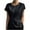 Black, variant on HAiming Womens Satin Silk Shirt Crew Neck Short Sleeve Waist Cincher Tops 2025 Summer Casual Solid Color Blouse