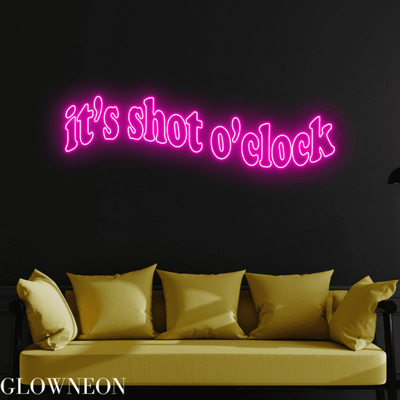 Glowneon It's Shot O'Clock Neon Sign, Party Led Sign, Bar Pub Decor