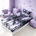 thumbnail image 5 of Homewish Glowing Butterfly Twin Sheets for Girls, Bling Stars Diamonds Bedding, Blue White, 3-Piece (1 Flat Sheet, 1 Fitted Sheet and 1 Pillowcase), 5 of 6