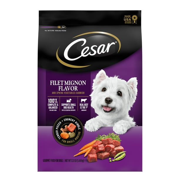 Cesar Small Breed Dry Dog Food Filet Mignon Flavor with Spring