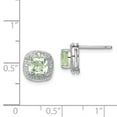 thumbnail image 2 of White Sterling Silver Earring Button Women'S Prasiolite Cushion Diamond 9 mm, 2 of 2