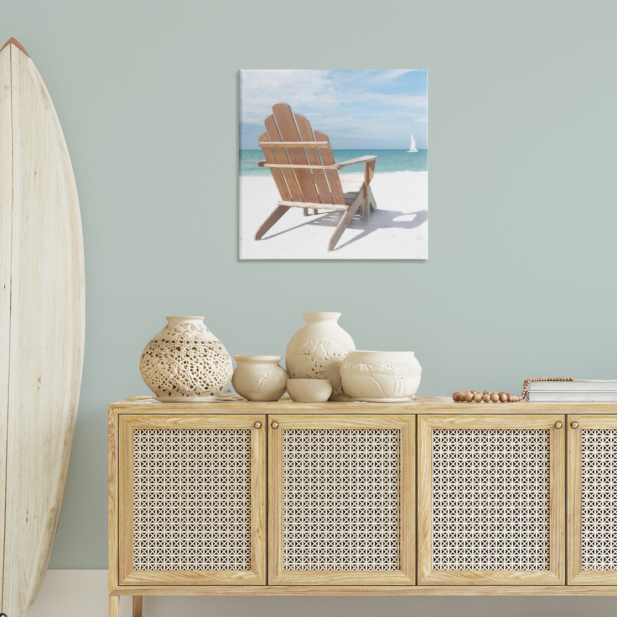 Stupell Industries View West Beach Chair Landscape Painting Gallery Wrapped Canvas Art Print Wall Art, 30 x 30