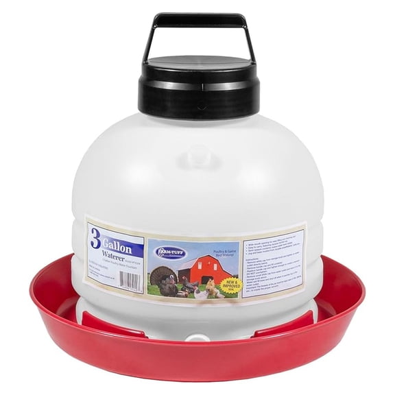 Hanging Chicken Waterer, 3 Gallon Capacity - Durable BPA-Free Plastic Poultry Fountain with Top Fill Design - Automatic Water Dispenser for Chickens, , Turkeys & Game