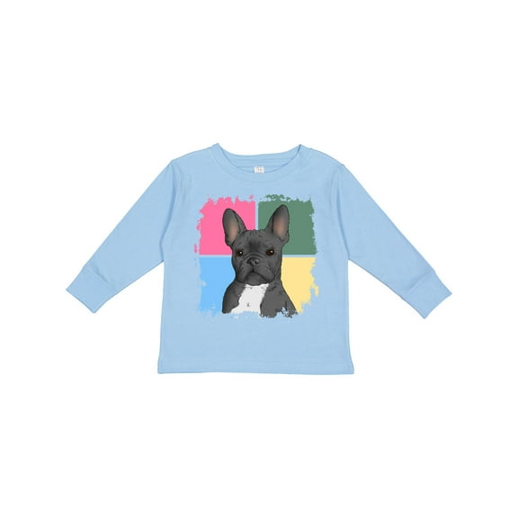 Inktastic Blue French Bull Dog Boys or Girls Long Sleeve Toddler T-Shirt