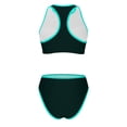 thumbnail image 4 of ZunFeo Womens Retro High Waisted Bikini Set High Neck Crop Top Tummy Control Two Piece Swimwear Nylon Spandex Green,Size M, 4 of 9