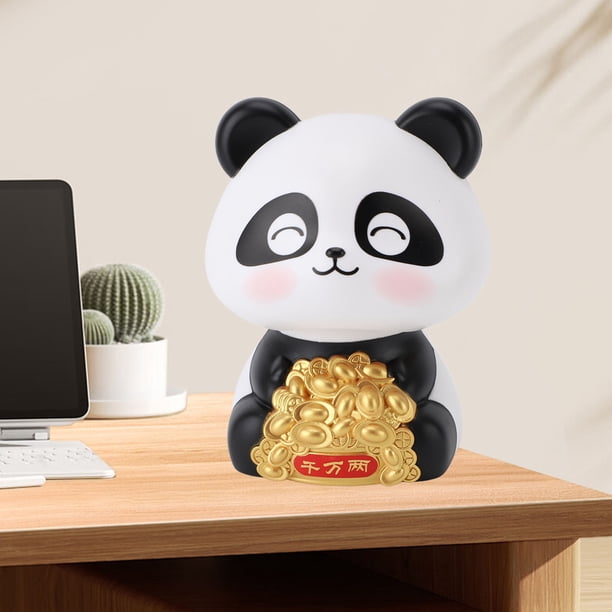Ornamento De Estatua De Panda Con Energía Solar, Figura De Panda Solar, El Tablero De Automóviles Adorno De Figuras De Animales Con Suerte Y Fortuna Para Escritorio