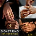 thumbnail image 6 of Bestyle 18K Gold Plated Band Ring Stainless Steel Rings for Men Chunky Rhombus Signet Stackable Hip Hop Statement Ring Jewelry Gift, Size 7, 6 of 9