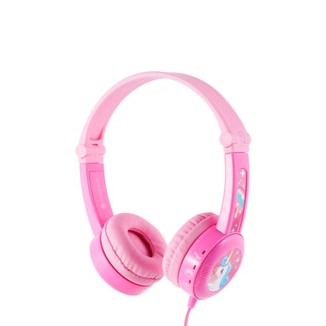 Audífonos Buddyphones Travel para niños con 3 limites de volumen para el control de audio seguro color Rosa