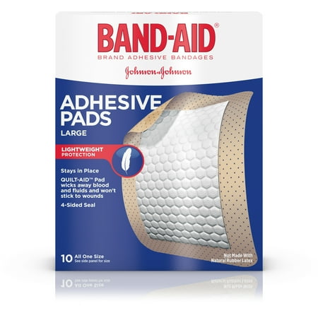 Band-Aid Brand Adhesive Pads, Large Bandages for Wound Care, 10 ct