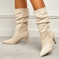 thumbnail image 2 of 2025 Fall Women's Mid-Calf Boots High Heeled Suede Pointed Toe Fashion Shoes for, 2 of 9