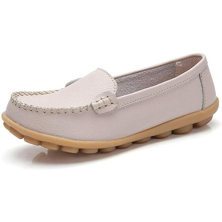 

PIKADINGNIS Women s Leather Loafers Flats Slip On Moccasins Casual Driving Shoes