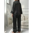 thumbnail image 6 of Women’s 2 Piece Satin Pajamas Set Long Sleeve Button Down Shirt + Pants Set Loungewear, 6 of 7