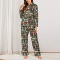 thumbnail image 2 of Yiaed Alcohol Bottles Print Pajamas Women's Long Sleeve Sleepwear Soft Button Down Loungewear Pjs Lounge Set Nightwear Womens Pajama Pants-Medium, 2 of 7