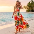 thumbnail image 6 of HAJWOH 2026 Women's Spaghetti Vacation Sundress Summer Beach Flowy Boho Floral Maxi Dresses, 6 of 7