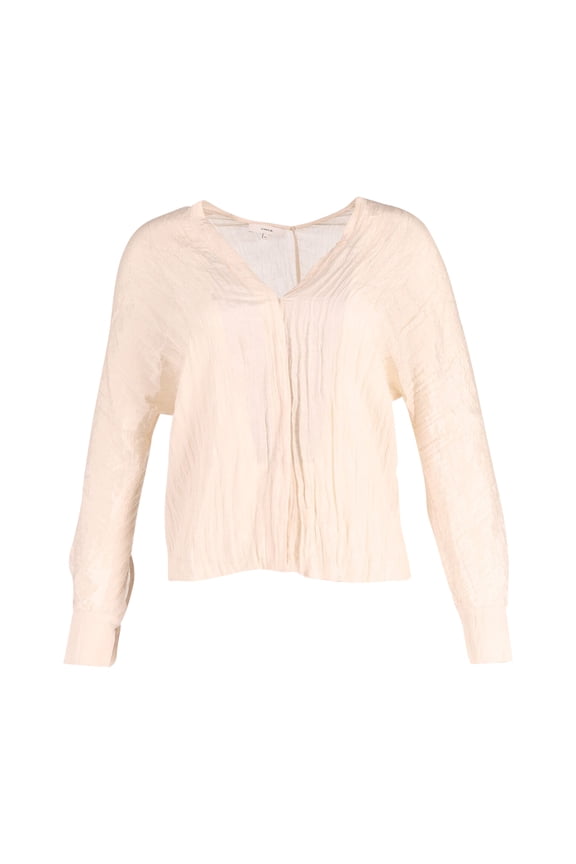 Pre-Owned Vince Crinkled Effect Blouse in Cream Polyester