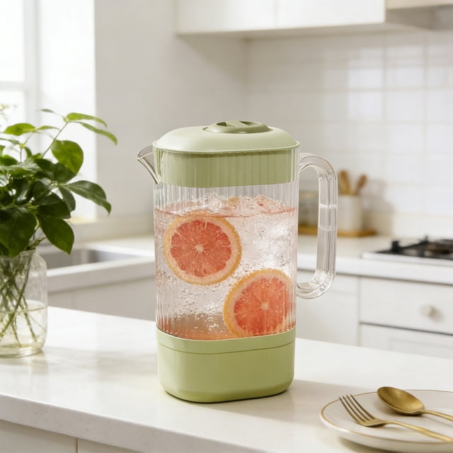weibbin Cold Water Pitcher Plastic Striped Transparent Cool Tea Kettle for Restaurant Hot Cold Milk 2300ml